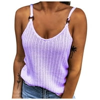 Ženski ljetni vrhovi tenka čvrste boje tiska na vrhovima bluza V-izrez Knit Crochet Camisole majice