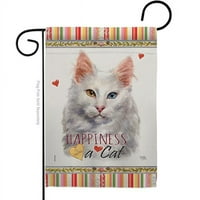 Breeze Decor G160230-Bo 18. In. Mačka turska Angora Sreća dvostrana ukrasna vertikalna okućnica za zastavu