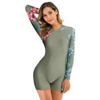 Amousa ženski dugih rukava jednodijelni bikini s bojom s grudima bez čeličnih grudnjaka kupaći kostim