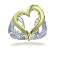 Tri srca modni prsten u žutom zlatu prekriveni su. Sterling srebrne veličine za odrasle
