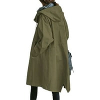 Ženska jakna sa vjetrovima Ležerne prilike labavih gumba Džepovi s kapuljačom Vjetrootporni vodootporan za planinarenje na otvorenom 2xl crna