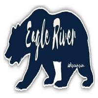 Eagle River Wisconsin Suvenir 3x frižider magnetni medvjed dizajn