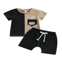Arvbitana Toddler Baby Boys Contrast Color SportSkovoda s kratkim rukavima Crta majica sa džepovima