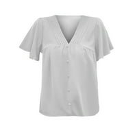 Ljetna modna ženska majica V-izrez Solid Boja casual kratkih rukava Jednostavno na otvorenom Steetwear