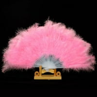 Labakihah Wedding Showgirl Dance Elegant Veliki feather Sklopivi ručni ventilator Dekol ružičaste božićne