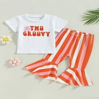 Codeop Toddler Baby Girl Odjeća s kratkim rukavima Majica Top dna pantalone za bljeskalice postavljene