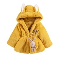 SNGXGN jakna za toddler Lagana jakna s kapuljačom nejasna zima topla duks kaput, žuta, veličina 100