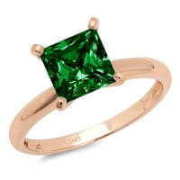 2ct princeza rez zeleni simulirani smaragd 14K ružičasto zlatne obljetnice za angažman prsten veličine