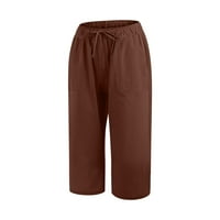 DrpGunly hlače za žene, modne pune boje pamučne slike elastične duge hlače, duljine usežane pantalone