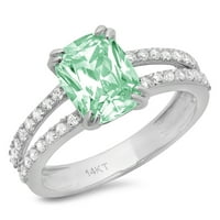 3.96ct Cushuon Cut VVS Originalni sukob Besplatno zeleno simulirano dijamantski čvrsti čvrsti 14K bijeli zlatni dizajner za bridalni godišnjica Angažman za vjenčanje sa akcentima 5,75