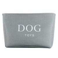 Igračke za pse pravokutna platna košarica Organizator bin Bo s ručkama, za deke, ručnike, igračke - bijela i siva - pakovanje
