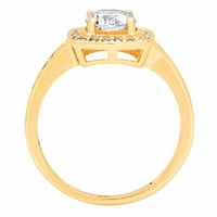 1. CT sjajan okrugli rez simulirani dijamant 14k žuto zlato halo pasijans sa accentima prsten sz 5.5