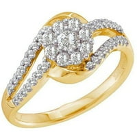 Dazzlingrock kolekcija 0. Carat 14k okrugli bijeli dijamant Bridal Halo Angažman prsten CT, žuto zlato,