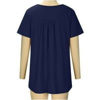 Ljetni vrhovi za žene Casual okrugli vrat majice Košulje boje kratkih rukava Tunika Top modna bluza