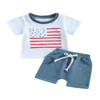 4. jula Toddler Baby Boys zastava zastava Ispis kratkih rukava T-majice Kratke hlače Postavi dan neovisnosti