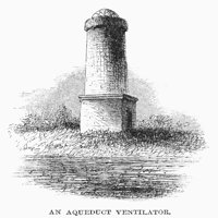 Croton aqueduct, 1860. na ventilatoru toranj Croton akvadukta. Graviranje drveta, američki, 1860. Poster