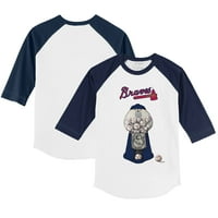 Dojenčad sićušni otvor bijela mornarica Atlanta Braves Gumball Machine Raglan rukava majica