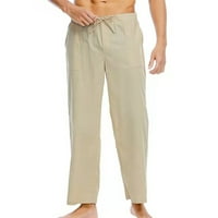 HANAS pamučne pantalone za muškarce elastične struk slim-fit hlače rade svakodnevno solidne hlače u