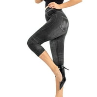 Žene obrezane gamaše pantalone traper ravne tanke noge visokog struka Hlače ljetne hlače sa džepovima