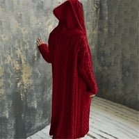 Ženska klirens plus veličine, zimski čvrsti čvrsti pleteni džemper sa dugim kapuljačom kapuljača