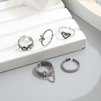 Podesite prsten za slaganje Podesivi srčani prstenovi Set vintage boho nakit za žene djevojke