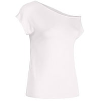 Ženska ležerna ramena vrhovi kratkih rukava s majicama labava ljetna bluza košulja obične majice za