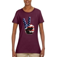 Američka zastava mirovna potpisuje pop kultura Ženska grafička majica, drveni ugljen, srednji