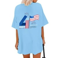 PBNBP prevelike majice za žene za žene sretna četvrta jula Američka zastava za zastavu Crewneck kratki