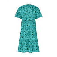 Ljetne haljine za žene plus veličine kratkih rukava Tisak cvjetnog uzorka V-izrez Maxi Loose Fit Y2K
