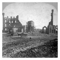 Fotografija: fotografija stereografa, ruševina, sjajna vatra, čikago, Illinois, sjajan središnji stat