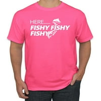 Divlji Bobby, evo - riblja riblja riblja, ribolov, muškarci grafički tee, neon ružičasta, srednja