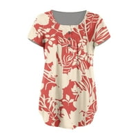 Ženski vrhovi bluza cvjetni kratki rukav labavi ženski majica V-izrez ljetni crveni 5xl