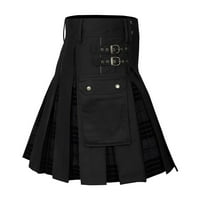 Wendunide muški modni škotski stil kontrastni džep u boji Pleased suknja, do veličine 4xl