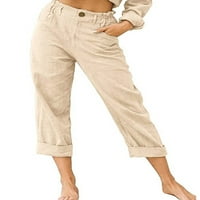 LUMENTO Žene Ležerne prilike pamučne pamučne pantalone elastične struke opuštene pantalone pantalone