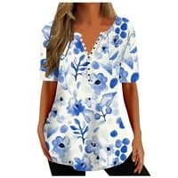 Ženske bluze i vrhovi Dressy Ženski ljetni V-izrez Print Casual Loop Top kratkih rukava V-izrez bluze