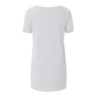 Ženski bluzes Crew Crt Solid bluza Slatke ženske plus košulje kratki rukav ljetni vrhovi bijeli m