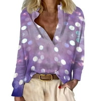Dizajni zapadnih tunika Ljetne majice za žene ženski cvjetni print casual top v izrez dugih rukava majice