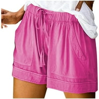 Žene Comfy CrckString Splice Casual Elastični struk Pokazane hlače hlače šorc za žene vruće ružičaste_