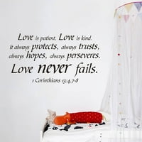 Tinksky Biblijski slovo Citati ljubavi je pacijentna ljubav je ljubazna zidna naljepnica PVC zidna umjetnost