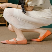 Daeful Women Mary Jane Sandale Ljetne haljine Zatvoreno Square Flat Sandal Neklizajuće Comfort Ležerne cipele Dame pletenice Narančasta Narančasta