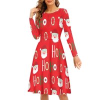 Suhoaziiiiiiia Midi haljine sa dizajnom veličine 2xl Božićni crtani film Santa Hoho Grafička reprodukcija