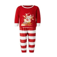 Božićne pidžame za porodicu, crtani ekran trak za ispis s dugim rukavima za spavanje okruglog ovratnika