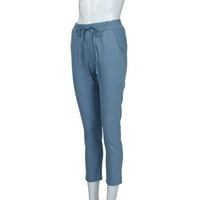 Ženske elastične strugove casual pantalone visoke strukske traperice Casual plave traper hlače plave
