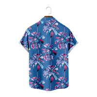 Plava Flamingos Ispisana majica Muškarci Ljetna plaža Kratki rukav Ležerna havajska majica, A-6XL