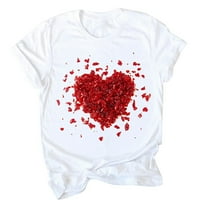 Ženski vrhovi klirens ispod $ valentinova ljubavni srčani cvjetni mekani tiskani majica kratkih rukava Top bluze vino l