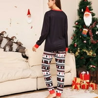 Pajama Set Božićne modne modne duge rukave Žene odštampane Top + hlače Porodica Porodica Pajamas Set