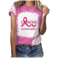 Majica za podizanje raka dojke za žene kratki ružičasti ružičasti grafički grafički grafički vrat Osnovna