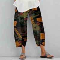 Mrat pune dužine hlače za žene hlače dame casual grafiti ispis elastičnih struka vježbanja širokim pantalonama