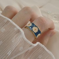 TureClos Podesivi otvoreni prsten Daisy Cvjetni prsten Unise prsten poklon za ljubavnike