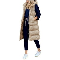 Cardigan za žene dugi zimski kaput prsluk s kapuljačnim kaputom bez rukava s džepovima prekrivenim prslukom